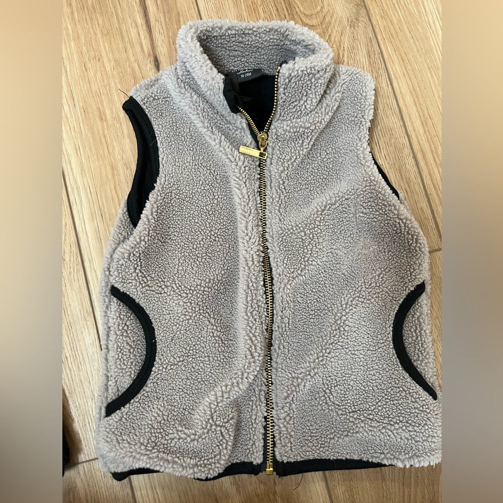 Little Bipsy Gray Sherpa Kids Vest, 18-24 month